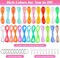 Lanyard String Kit, 25 Bundles Gimp String Plastic Lacing Cord with 20pcs Snap Clip Hooks and Keyrings for Boondoggle Crafts, Bracelets and Lanyard Weaving (Laser & Glow in Dark)